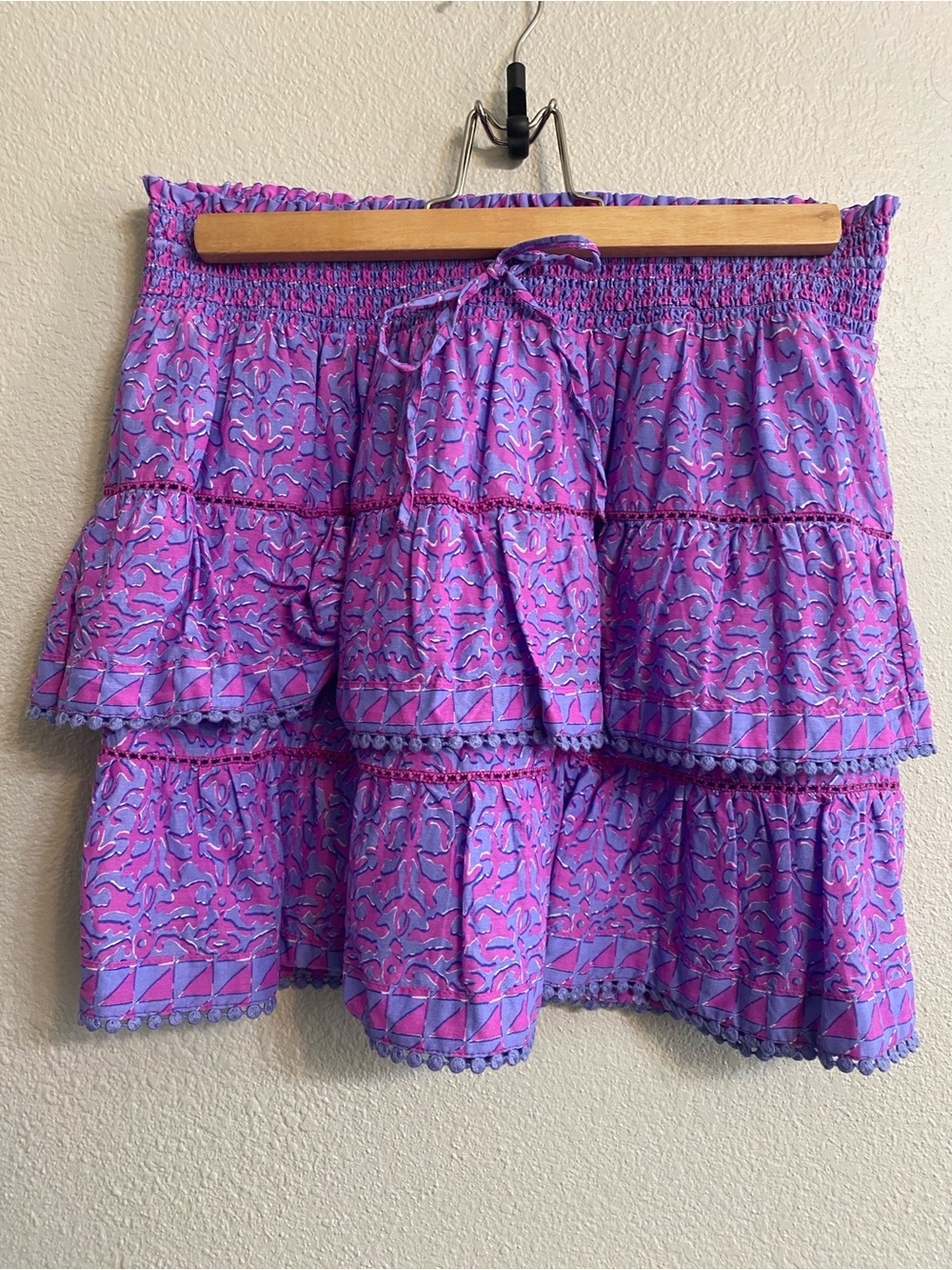 Vineyard Vines Purple Floral Tiered Mini Skirt
